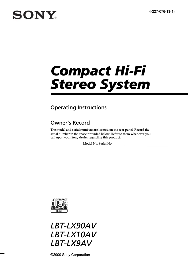 Page n°1 - Manuel utilisateur Sony LBT-LX90AV