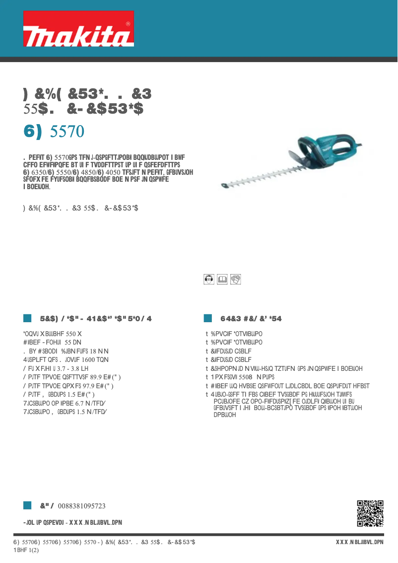 Page 1 de la notice Fiche technique Makita UH5570