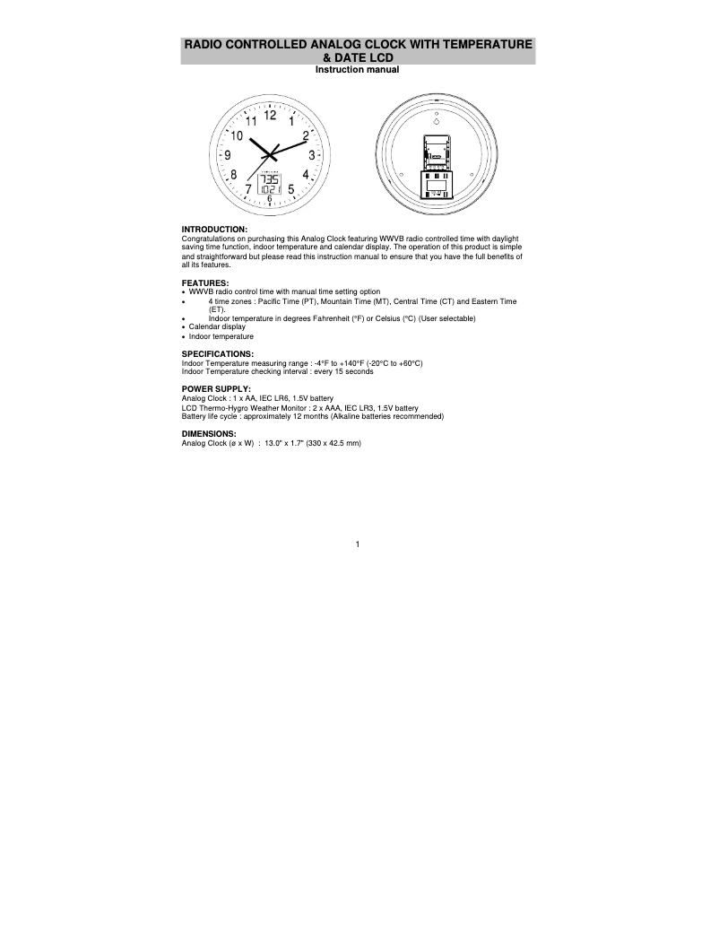Page 1 de la notice Manuel utilisateur La Crosse Technology WT-3132LCD