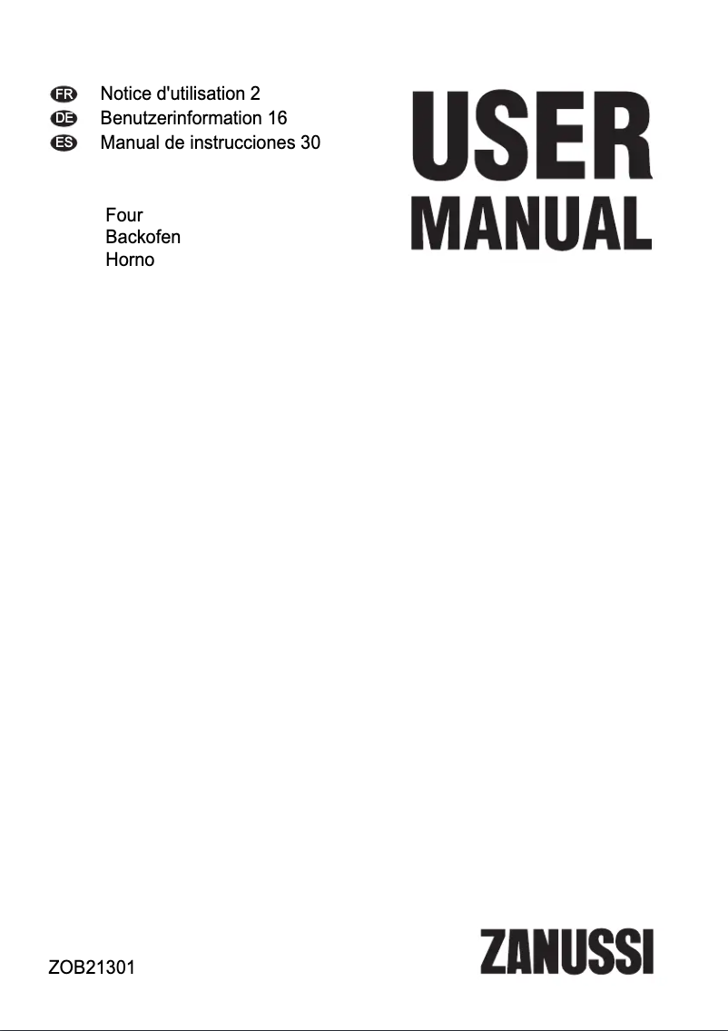 Page n°1 - Manuel utilisateur Zanussi ZOB21301XK