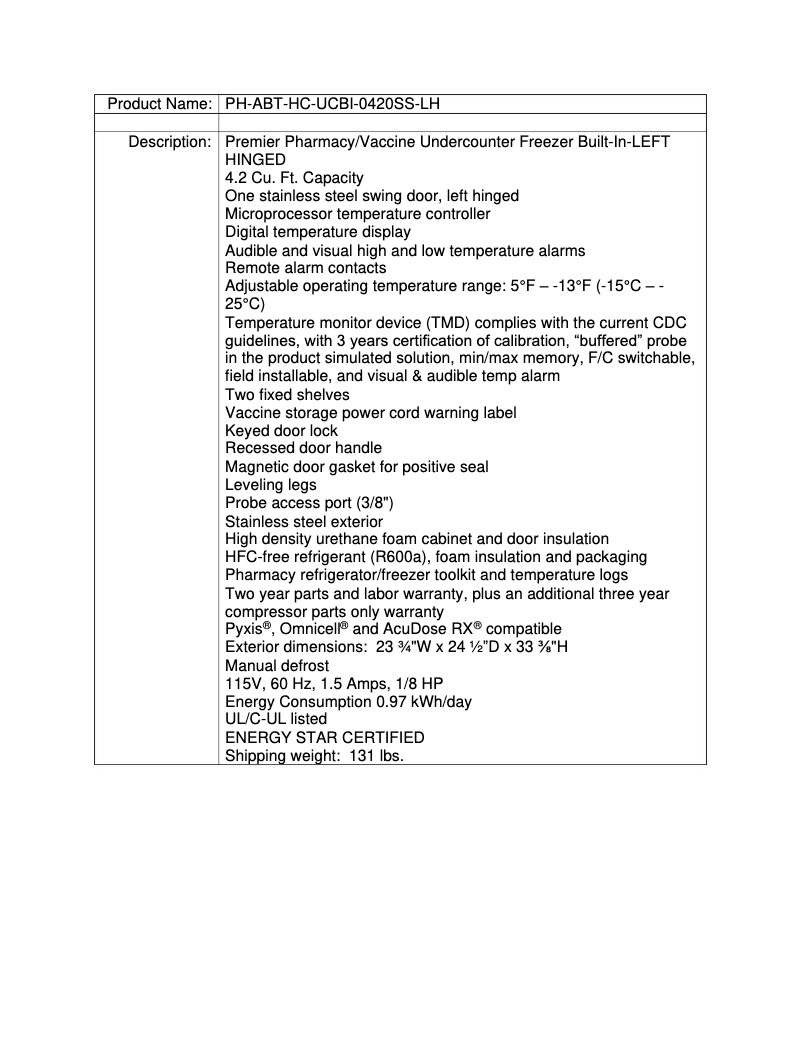 Image de la première page du manuel de l'appareil ABT-HC-UCBI-0420SS-LH