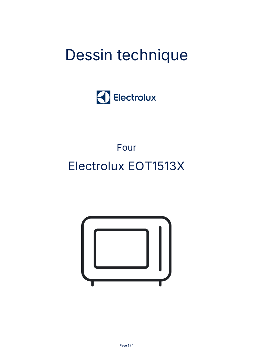 Page n°1 - Dessin technique Electrolux EOT1513X