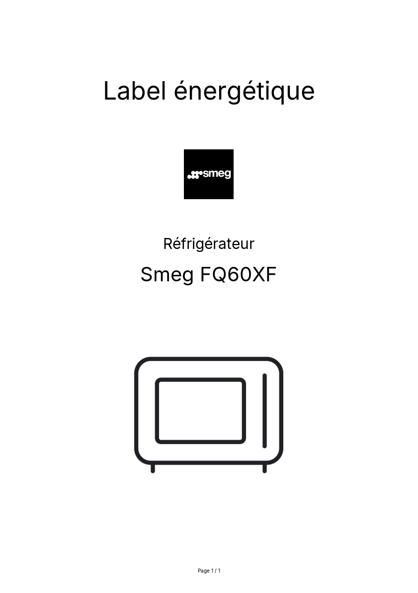 Page n°1 - Label énergétique Smeg FQ60XF