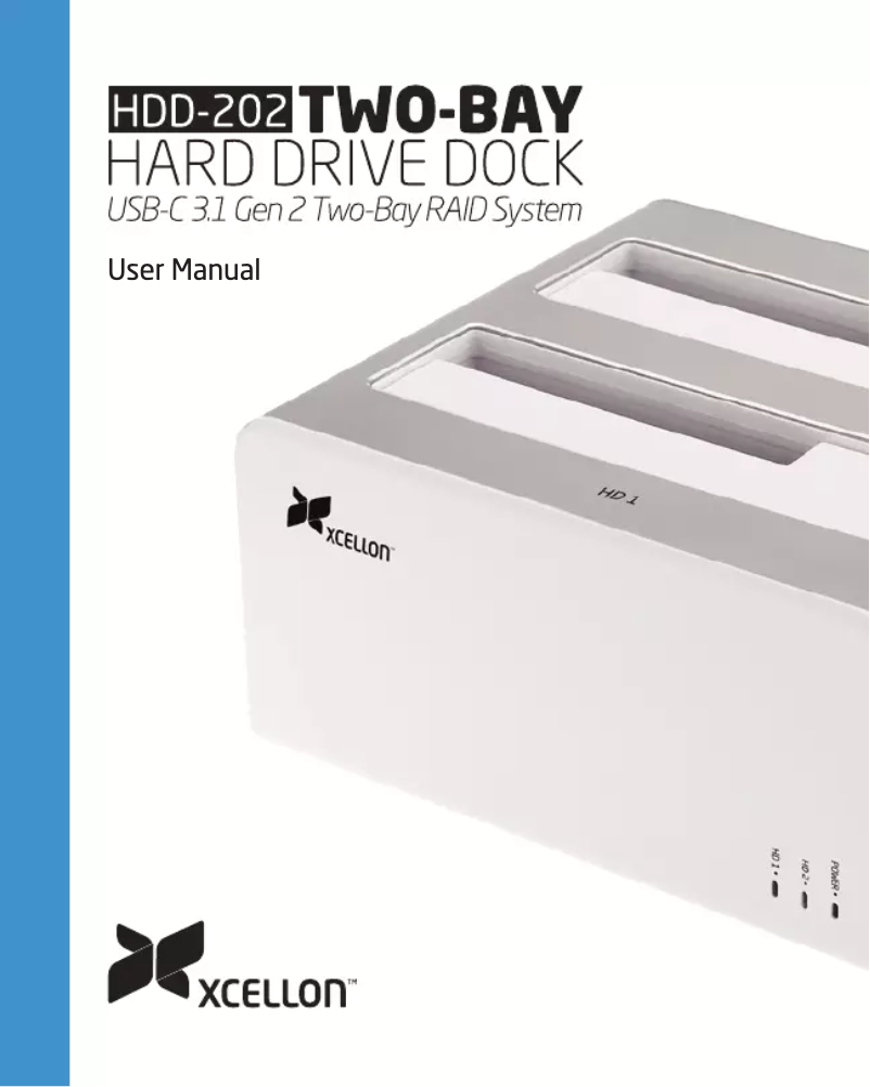 Page 1 de la notice Manuel utilisateur Xcellon HDD-202