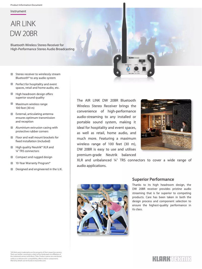 Page n°1 - Fiche technique Klark Teknik Air Link DW 20BR