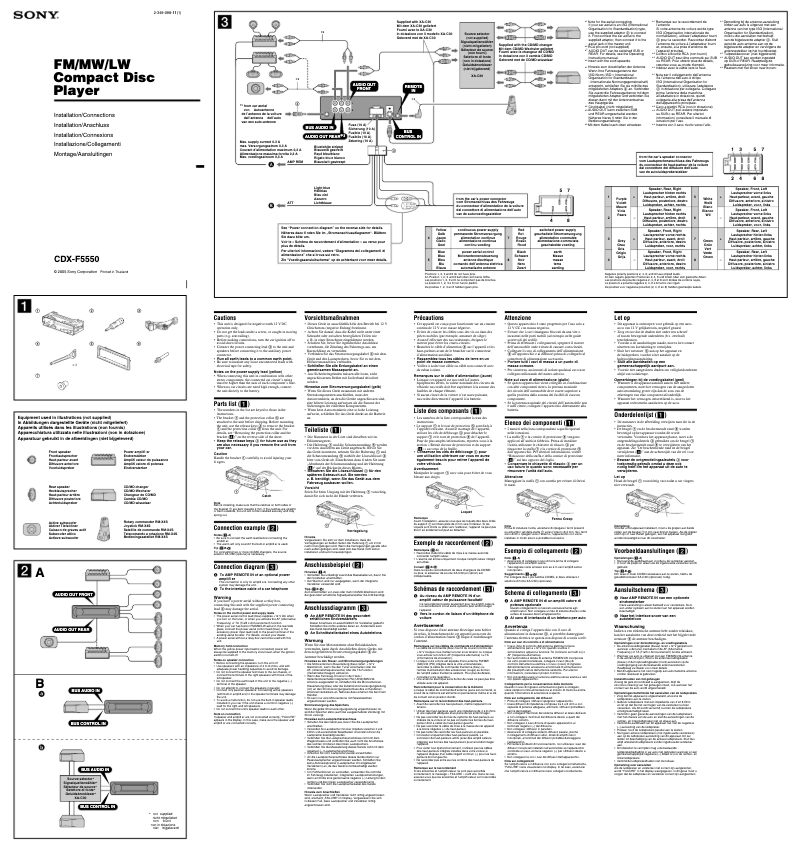 Page 1 de la notice Guide d'installation Sony CDX-F5550