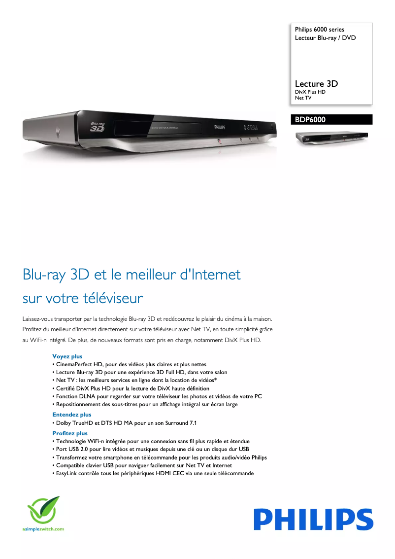 Imagen de la primera página del manual del dispositivo BDP6000