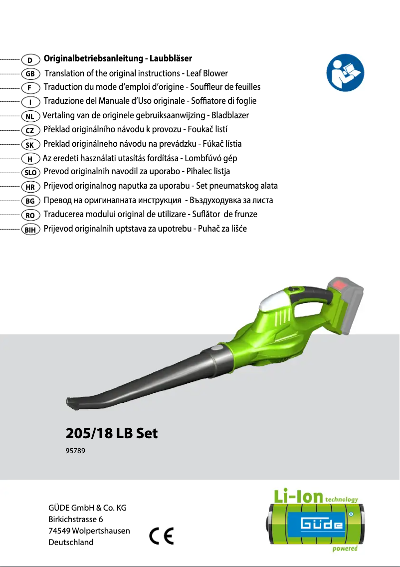 Page 1 de la notice Manuel utilisateur Güde 205/18 LB Set