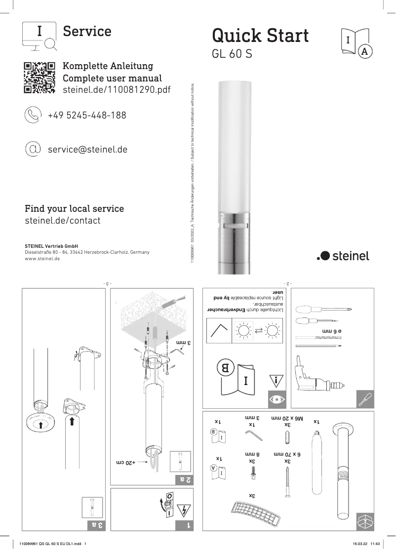 Página 1 del manual Guía de inicio rápido Steinel GL 60 S