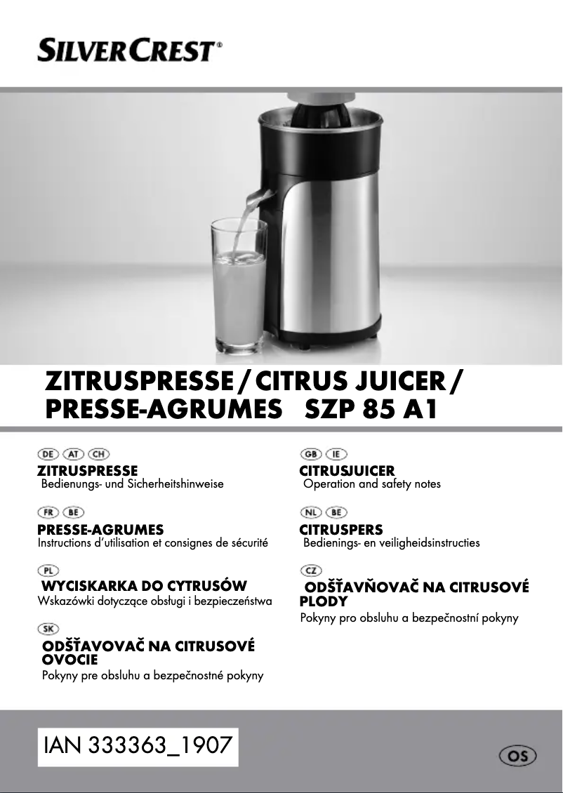 Page n°1 - Manuel utilisateur SilverCrest SZP 85 A1