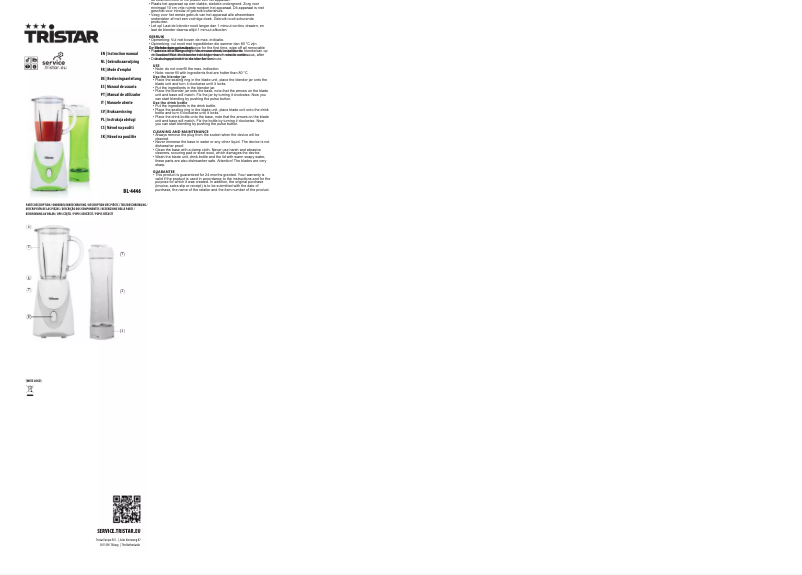 Page 1 de la notice Manuel utilisateur TriStar BL-4446