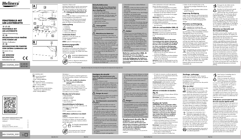 Page 1 de la notice Manuel utilisateur Melinera IAN 336928
