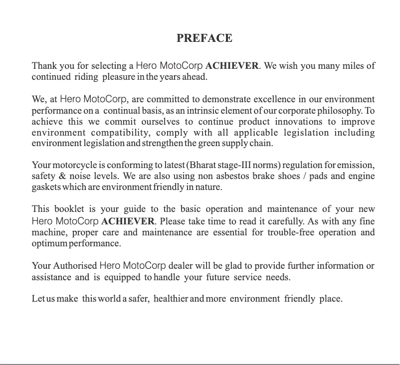 Page 1 de la notice Manuel utilisateur Hero Achiever (2012)