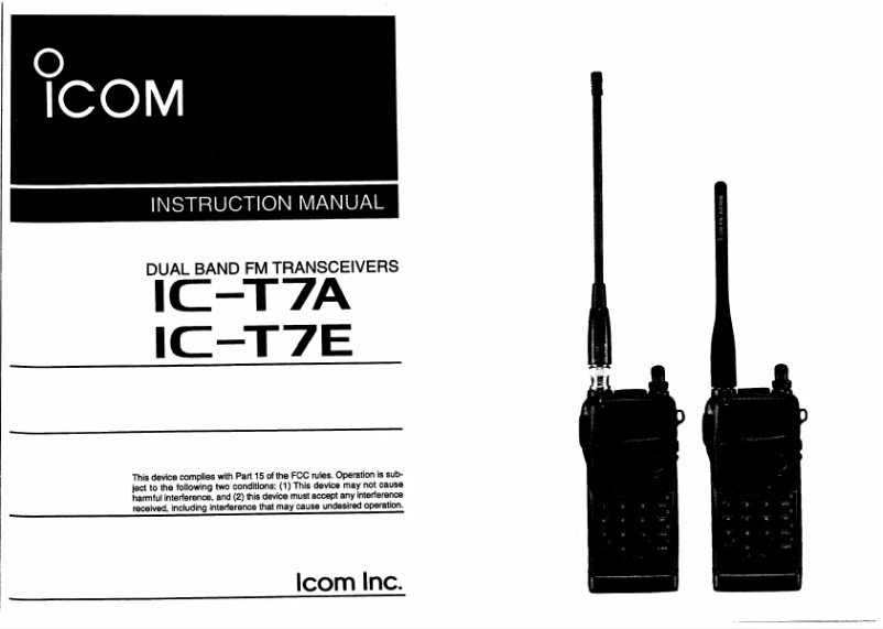 Page n°1 - Manuel utilisateur ICOM IC-T7A