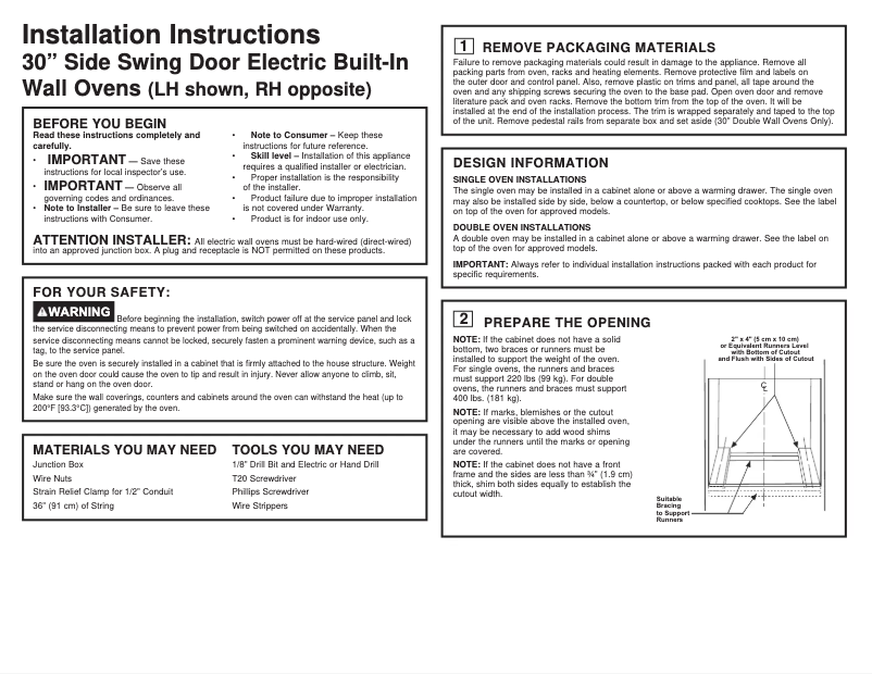 Page 1 de la notice Guide d'installation GE Profile PTD700LSNSS