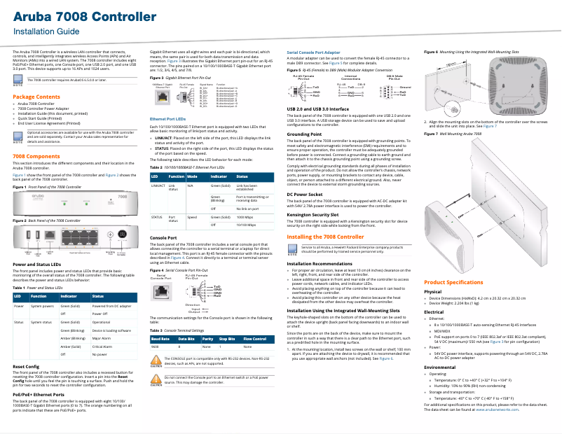 Page n°1 - Manuel utilisateur Aruba 7008