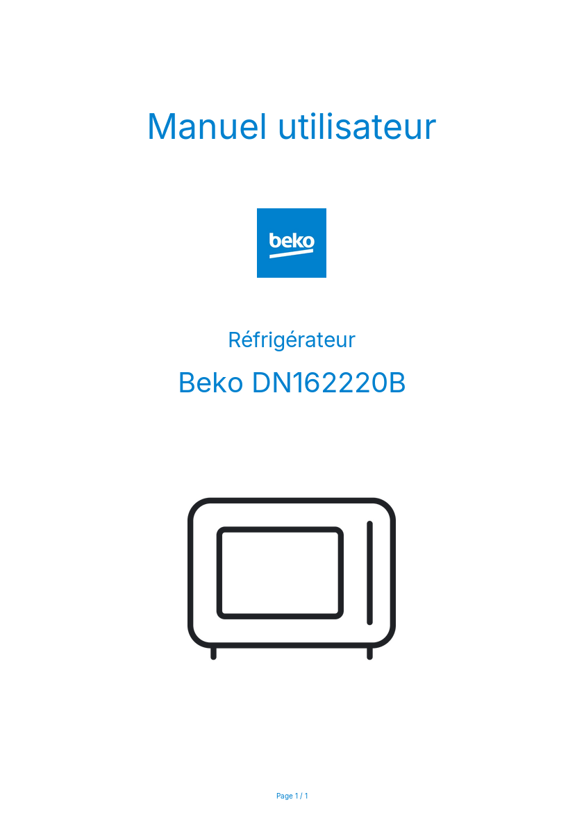 Image de la première page du manuel de l'appareil DN162220B