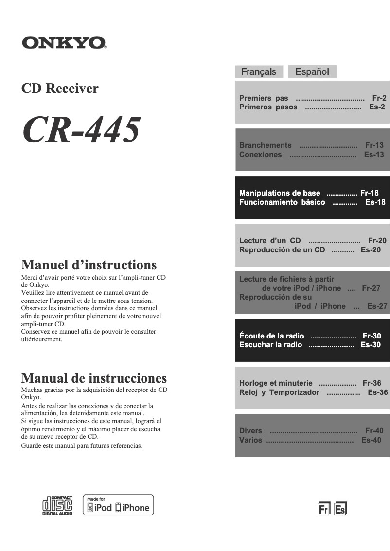 Image de la première page du manuel de l'appareil CS-445