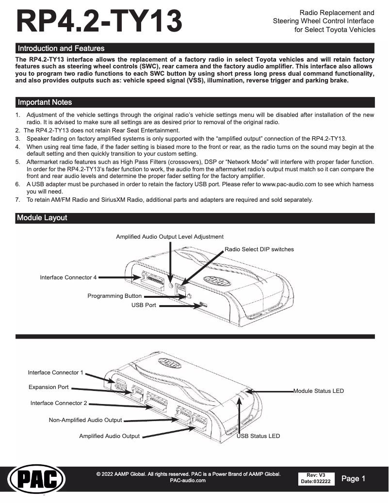 Page n°1 - Manuel utilisateur PAC RP4.2-TY13