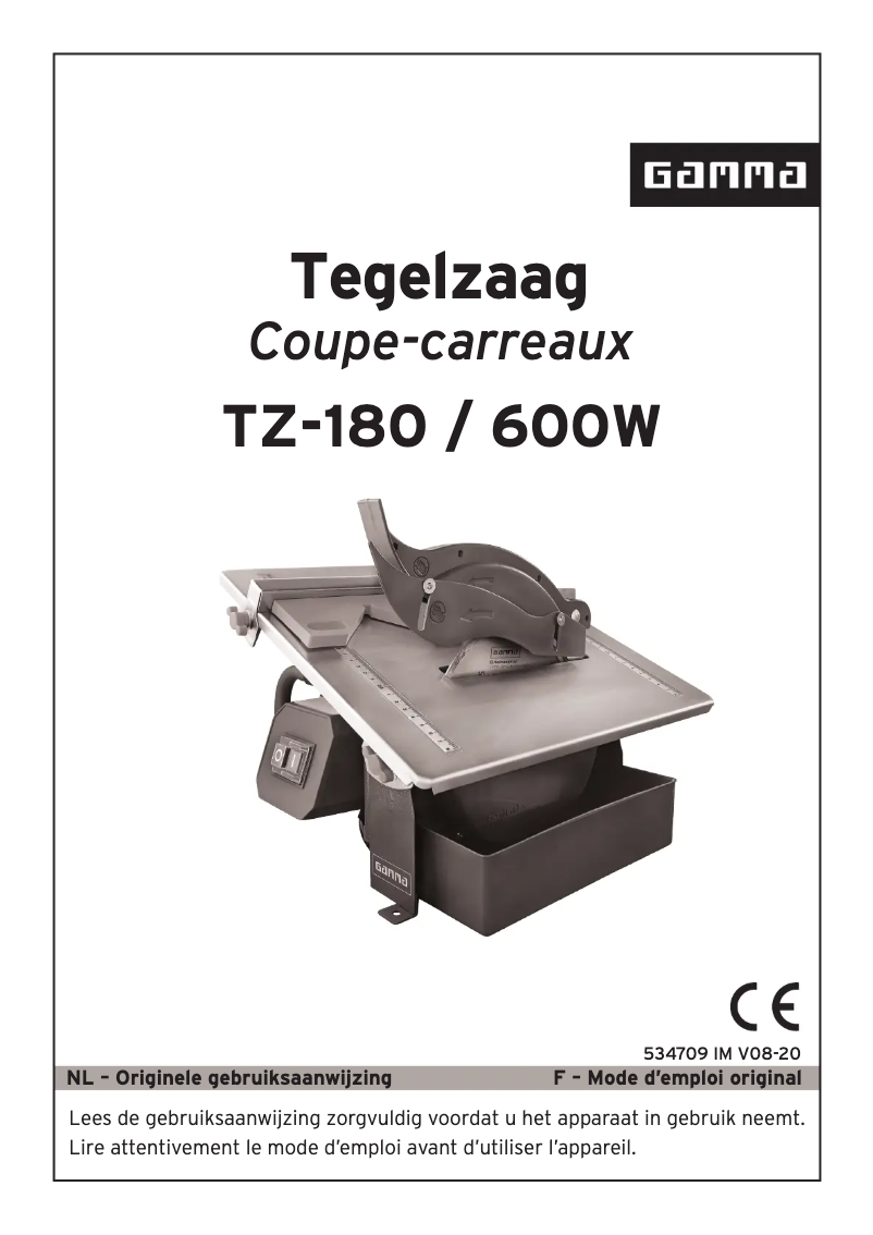 Page 1 de la notice Manuel utilisateur Gamma TZ-180