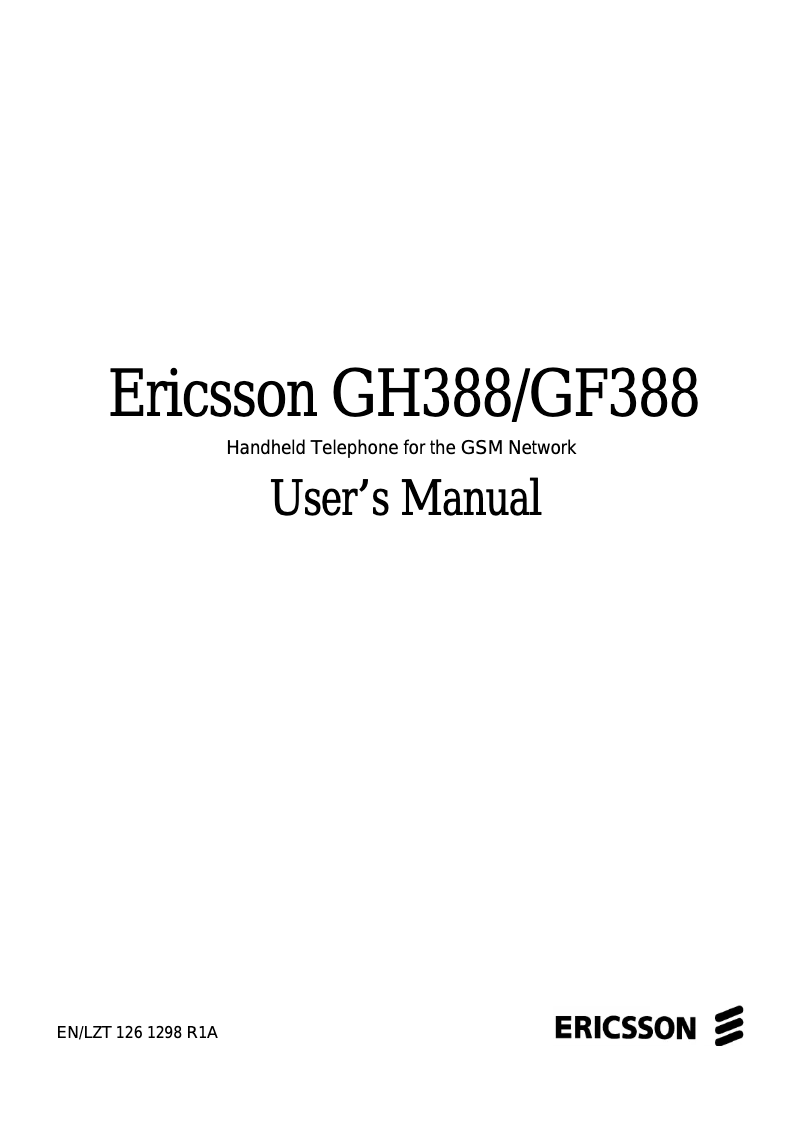 Page n°1 - Manuel utilisateur Ericsson GF388