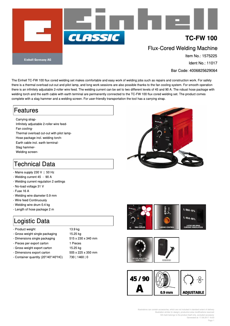 Imagen de la primera página del manual del dispositivo TC-FW 100