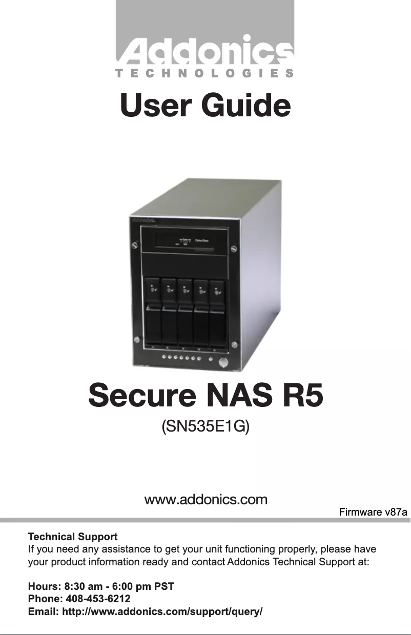 Page n°1 - Manuel utilisateur Addonics Secure NAS R5