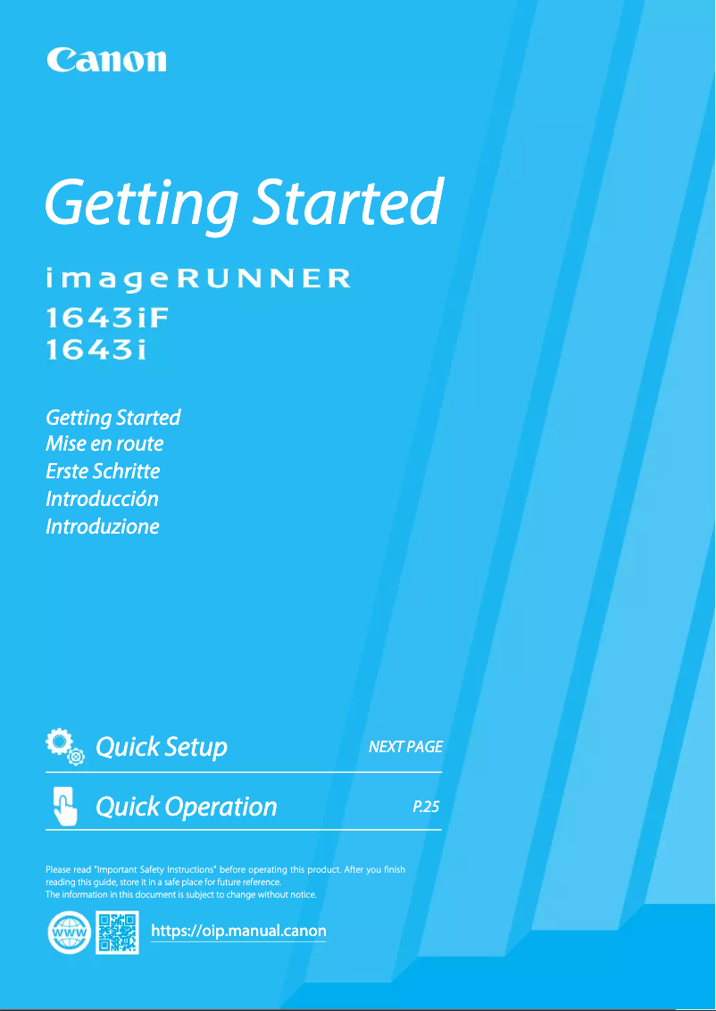 Página 1 del manual Manual de usuario Canon imageRUNNER 1643iF