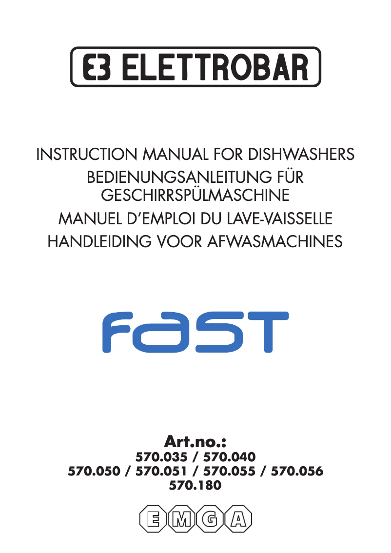 Page n°1 - Manuel utilisateur Elettrobar Fast 570051