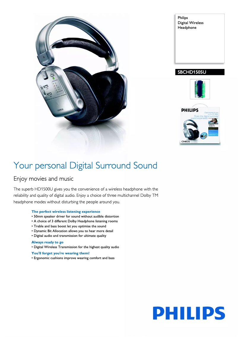 Page 1 de la notice Brochure Philips SBCHD1505U