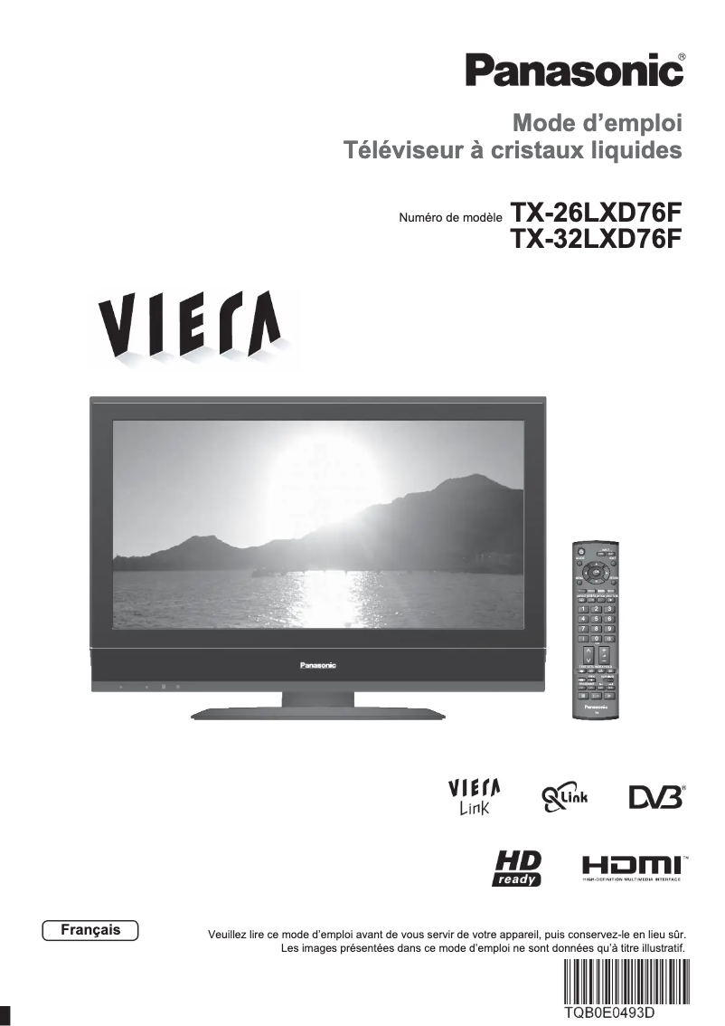Page 1 de la notice Manuel utilisateur Panasonic Viera TX-32LXD76F
