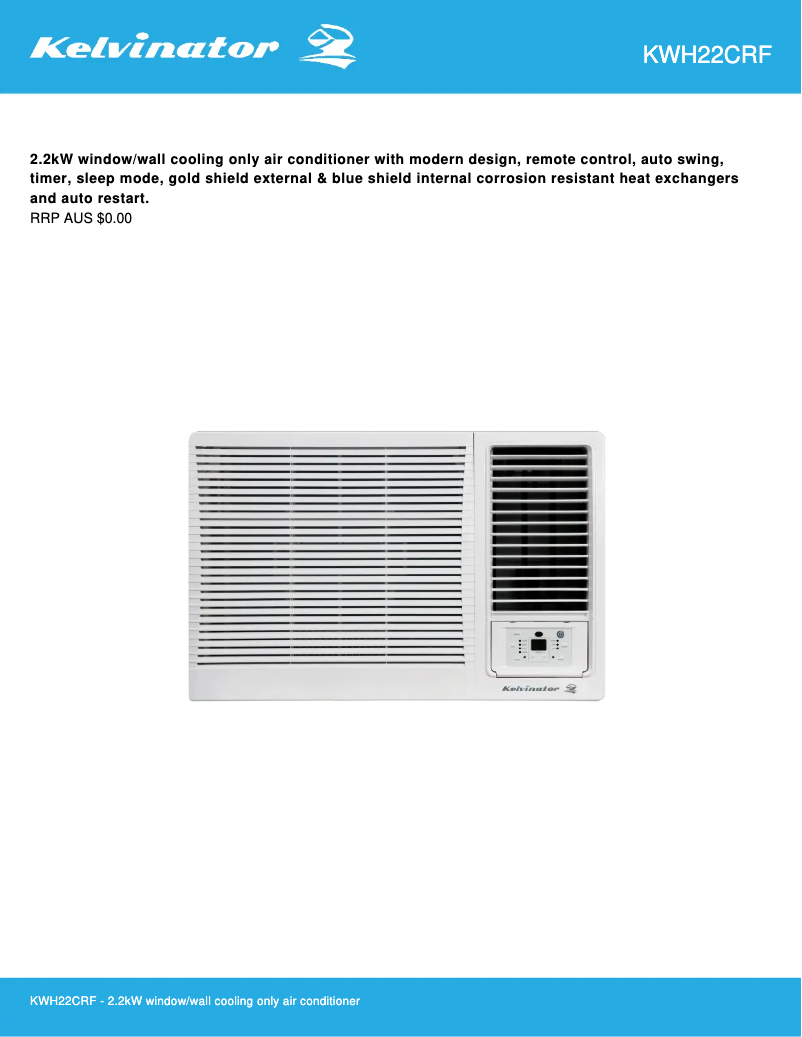 Page n°1 - Fiche technique Kelvinator KWH22CRF
