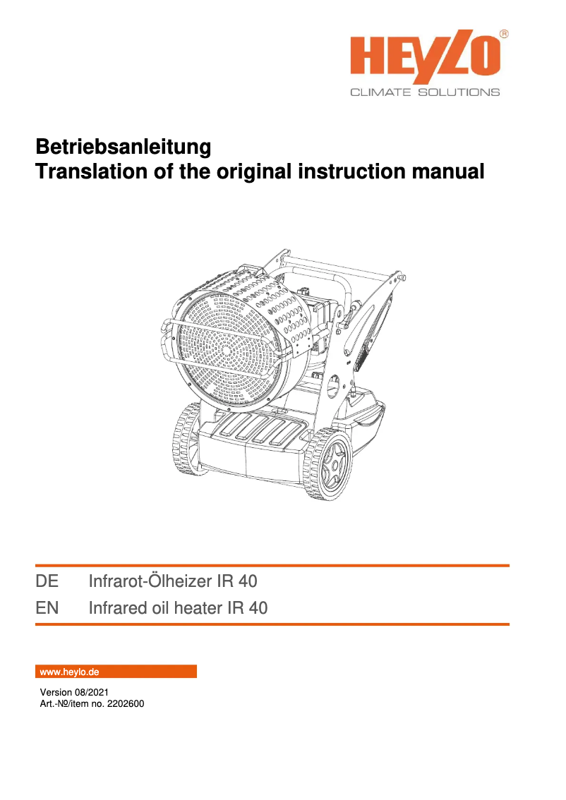 Page 1 de la notice Manuel utilisateur Heylo IR 40