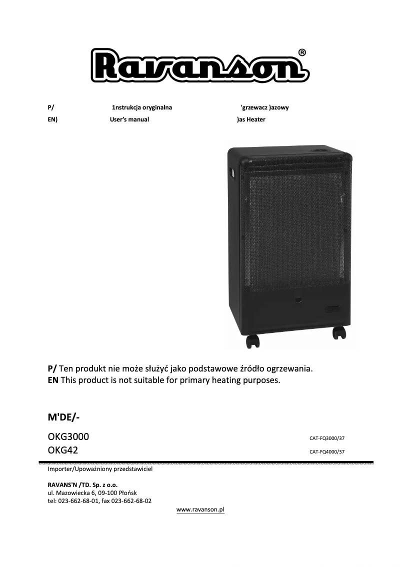 Page 1 de la notice Manuel utilisateur Ravanson OKG3000