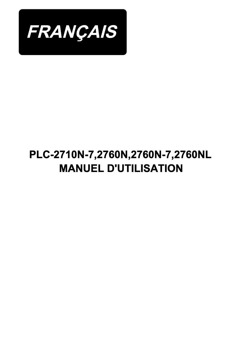 Page n°1 - Manuel utilisateur Juki PLC-2700N