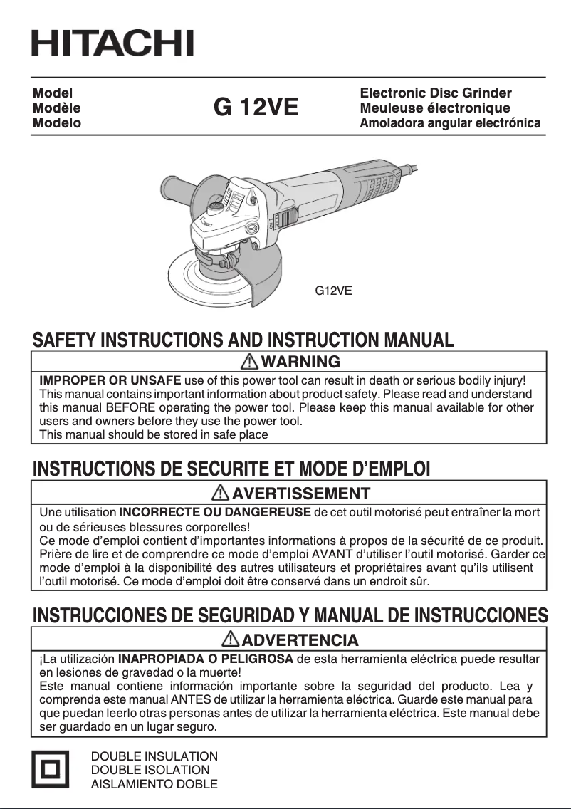 Image de la première page du manuel de l'appareil G12VE