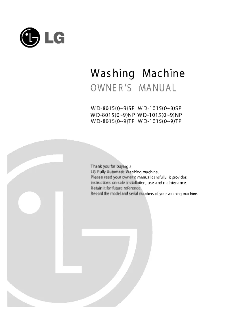 Page 1 de la notice Manuel utilisateur LG WD-10150TP