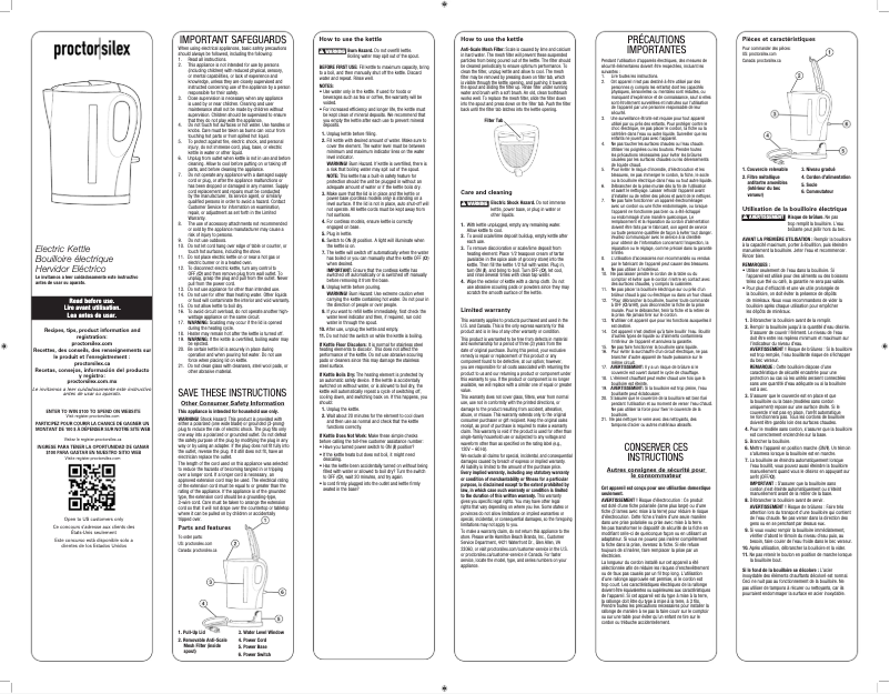 Página 1 del manual Manual de usuario Proctor Silex 41002PS