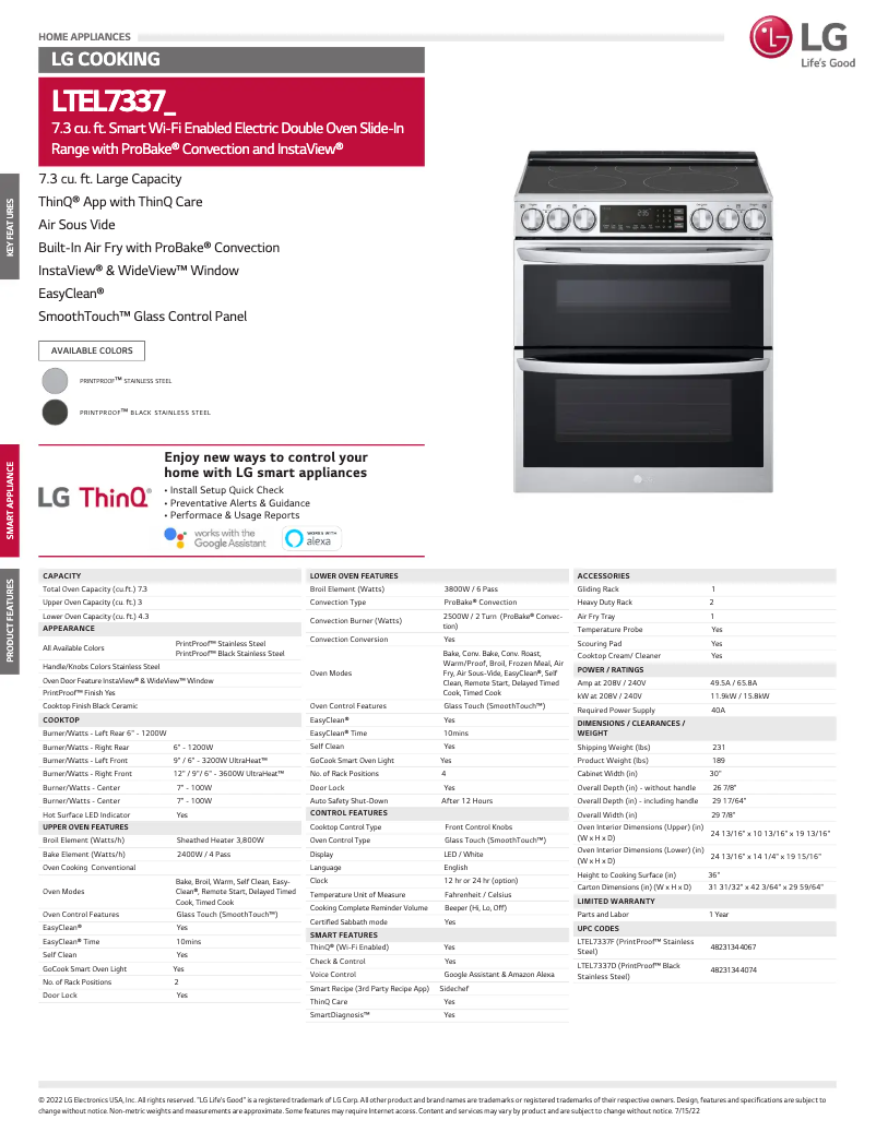 Image de la première page du manuel de l'appareil LTEL7337F