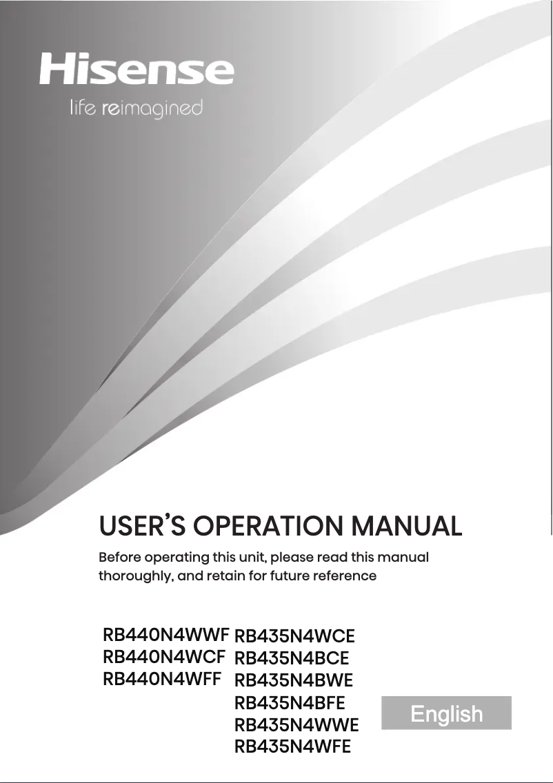 Page 1 de la notice Manuel utilisateur Hisense RB435N4WWE