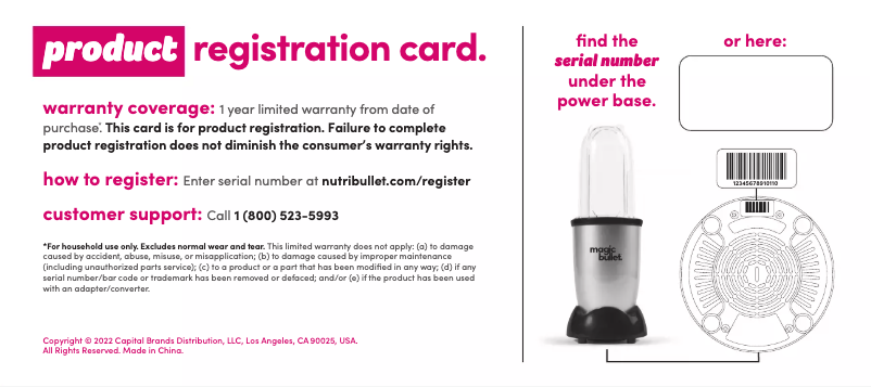 Page 1 of the manual Warranty Information Magic Bullet The Original