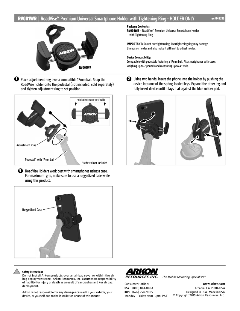 Page n°1 - Manuel utilisateur Arkon RV001WR