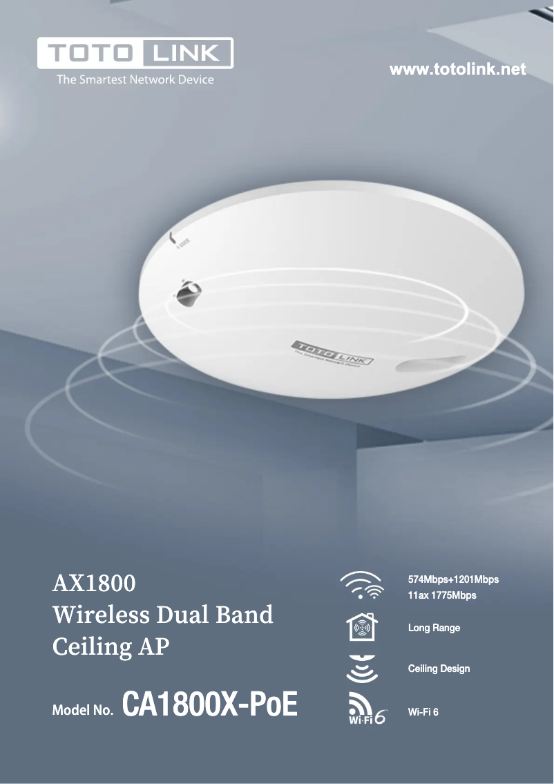 Page 1 de la notice Manuel utilisateur Totolink CA1800X-PoE