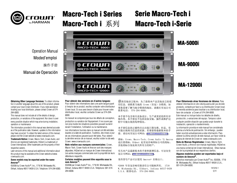 Image de la première page du manuel de l'appareil Macro-Tech i 9000i