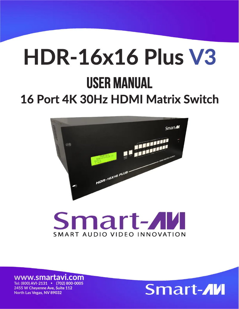 Page 1 de la notice Manuel utilisateur Smart-AVI HDR-16x16 Plus V3