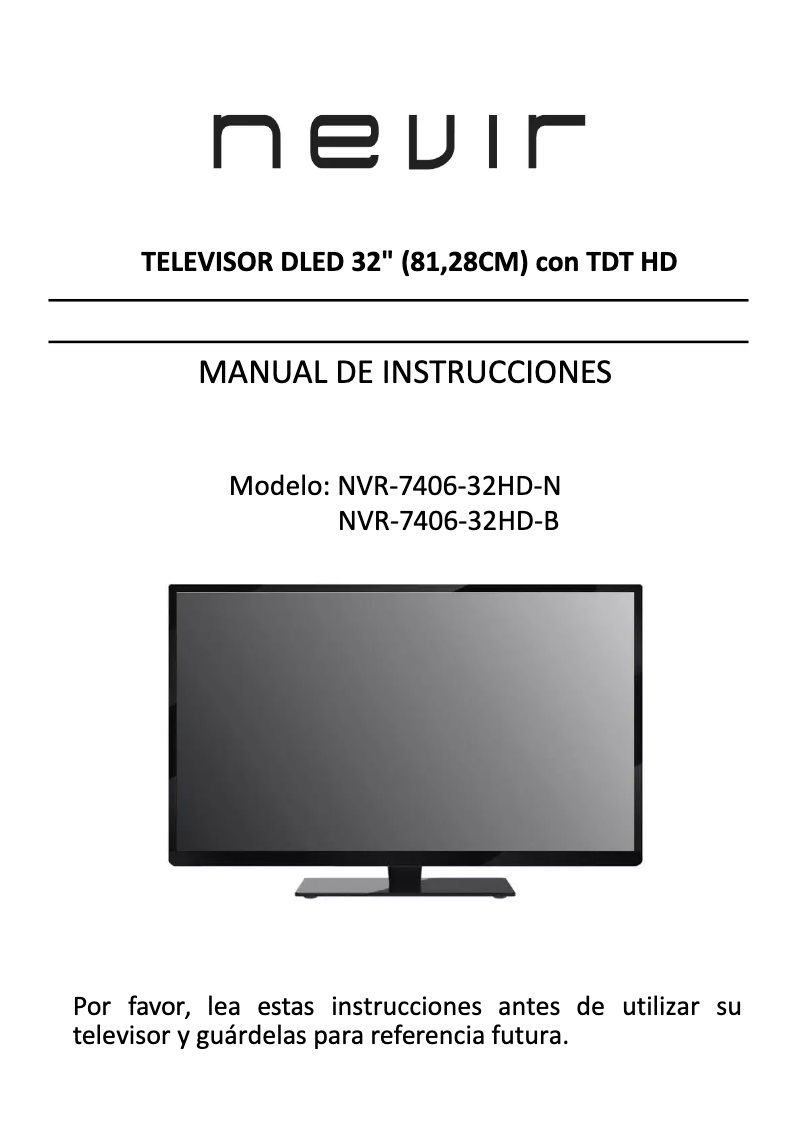 Page 1 de la notice Manuel utilisateur Nevir NVR-7406-32HD-B