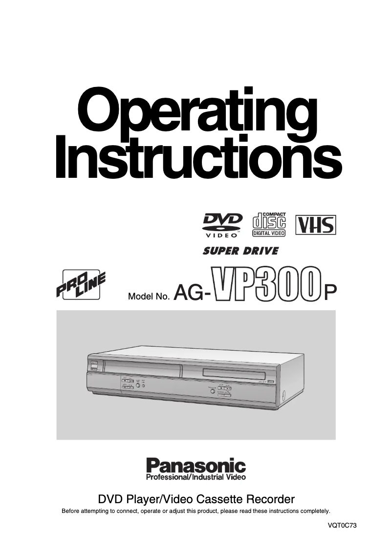 Página 1 del manual Manual de usuario Panasonic AG-VP300P