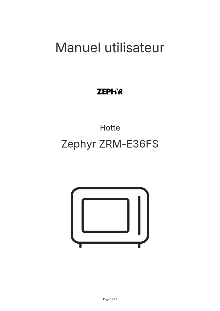 Page n°1 - Manuel utilisateur Zephyr ZRM-E36FS