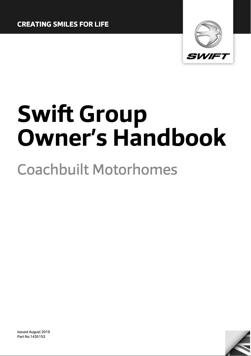 Page 1 de la notice Manuel utilisateur Swift Coachbuilt (2020)
