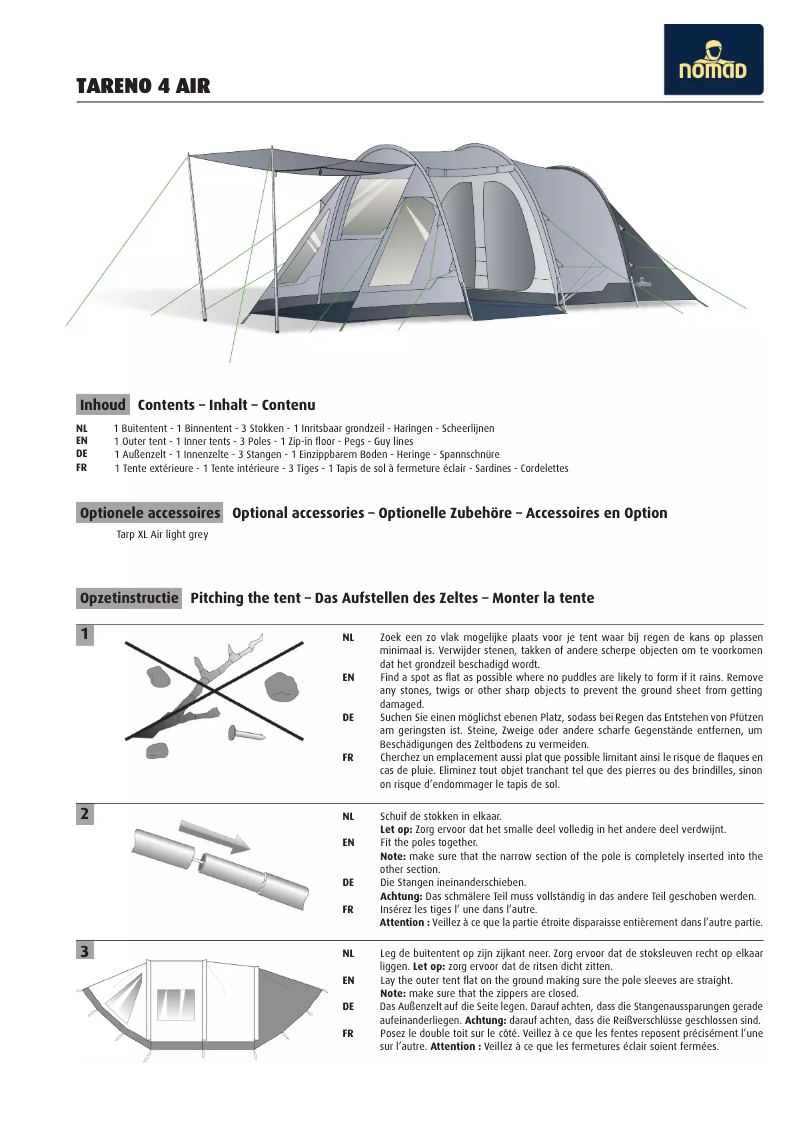 Image de la première page du manuel de l'appareil Tareno 4 Air